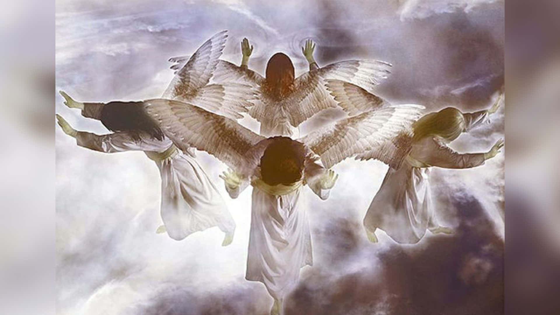 Powerful imagery of Angels of God in the clouds