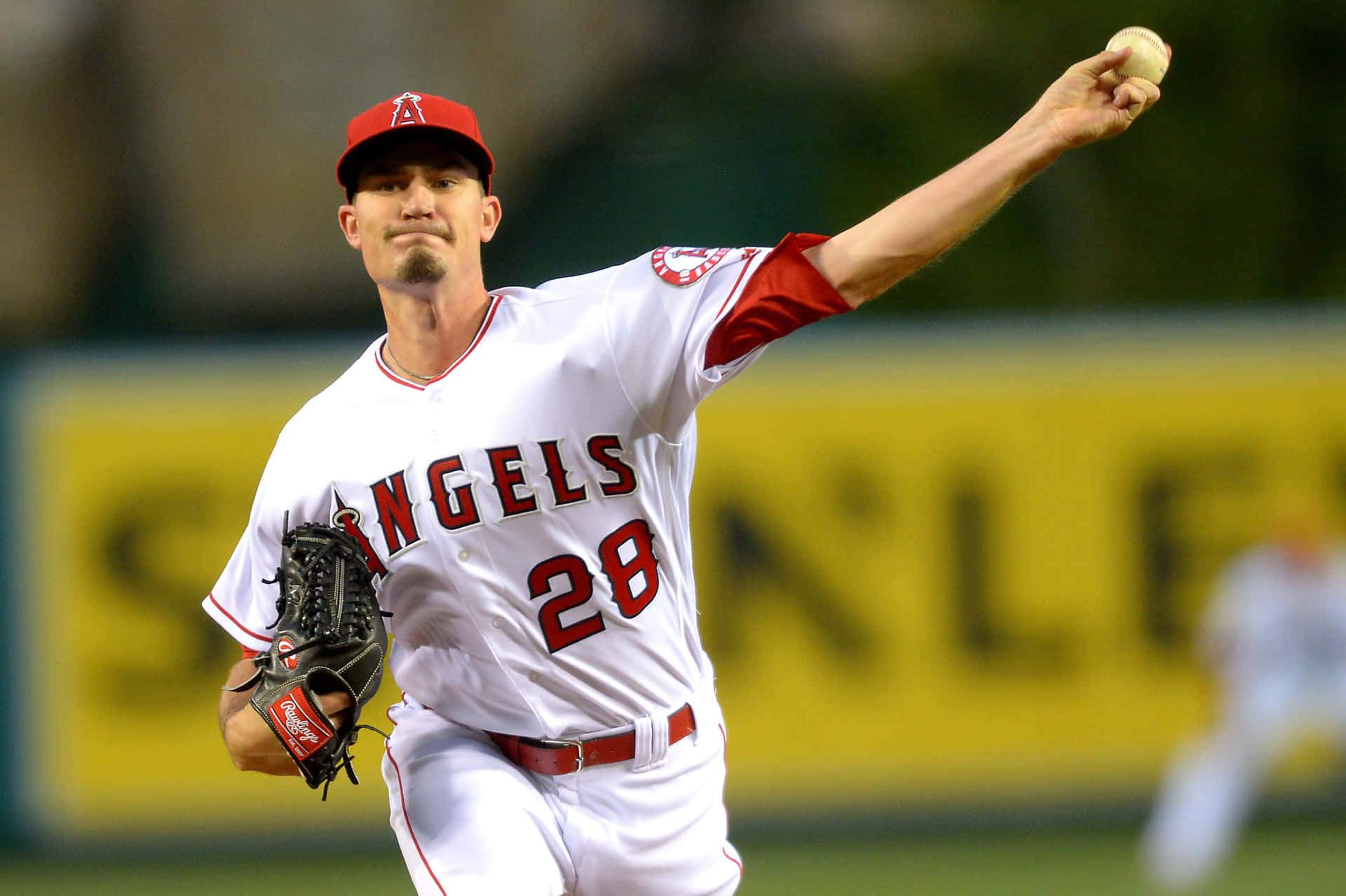 Angels Pitcher Andrew Heaney In Action Wallpaper