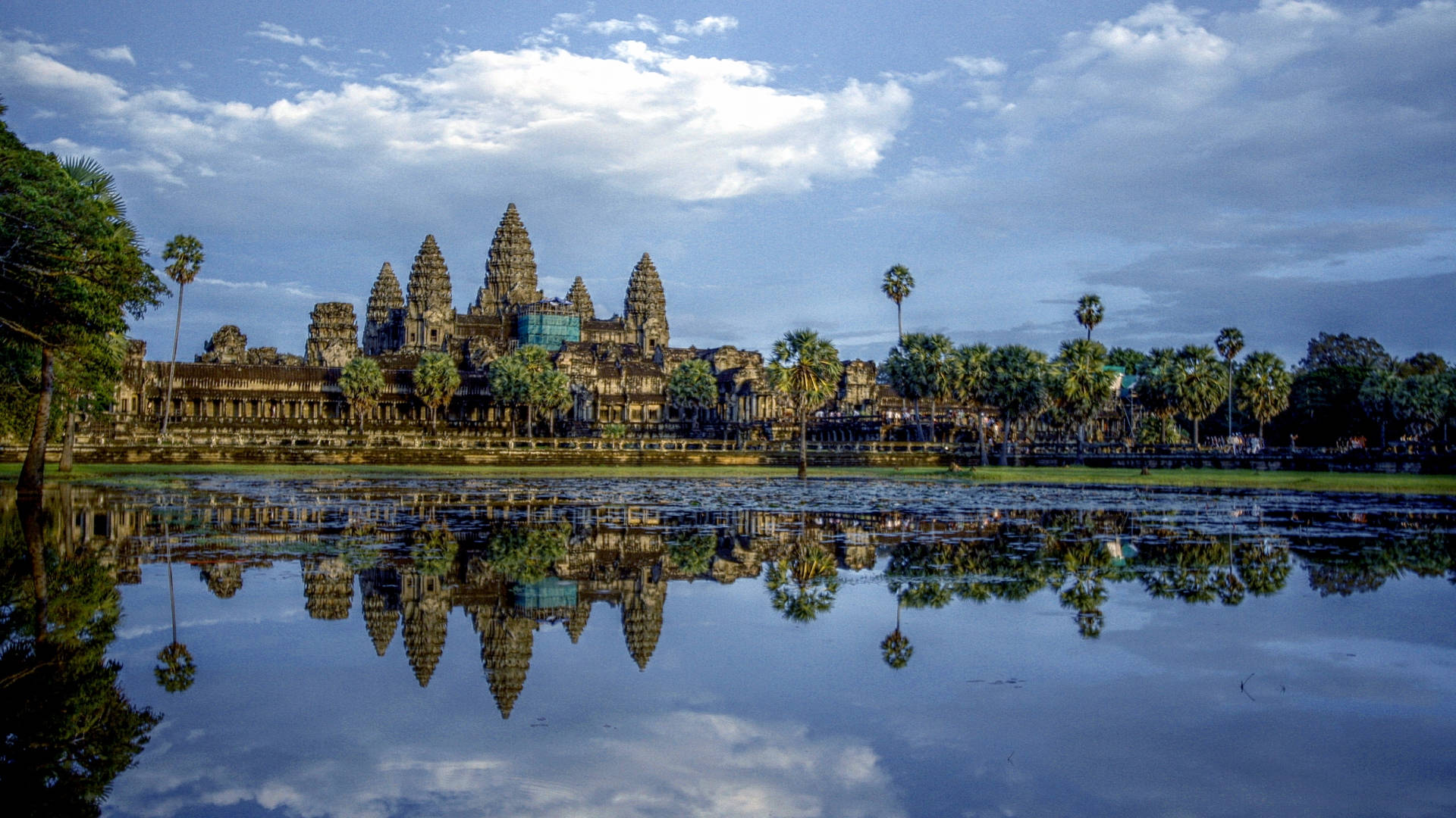 Angkor Wat Beneath The Blue Sky In Cambodia Wallpaper