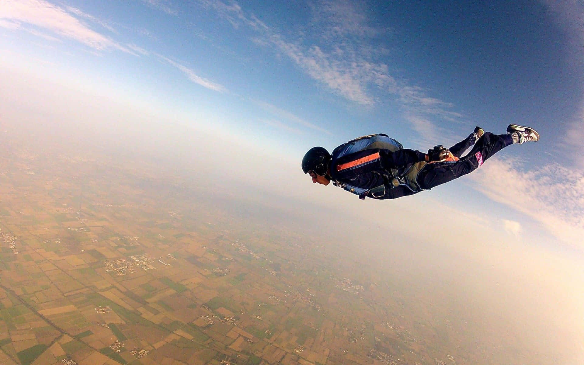 Angle Maneuver Over Cityscape Skydiving Background