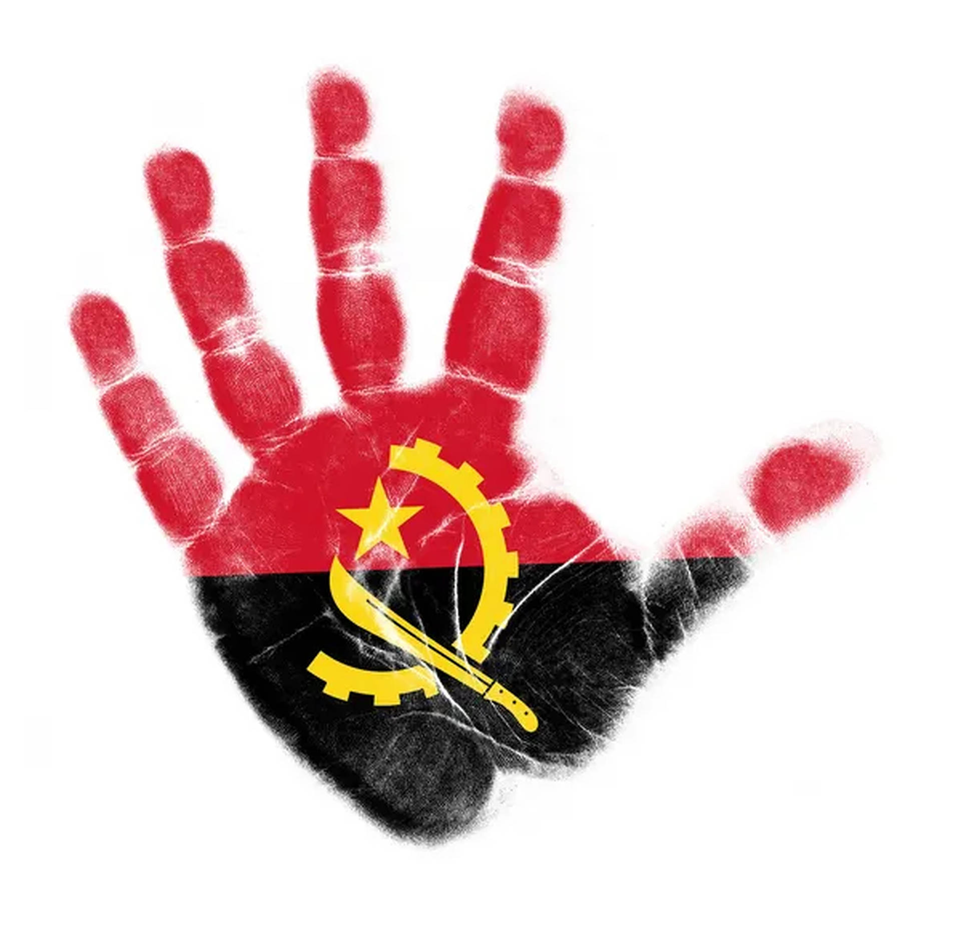 Angola Flag Hand Print Wallpaper