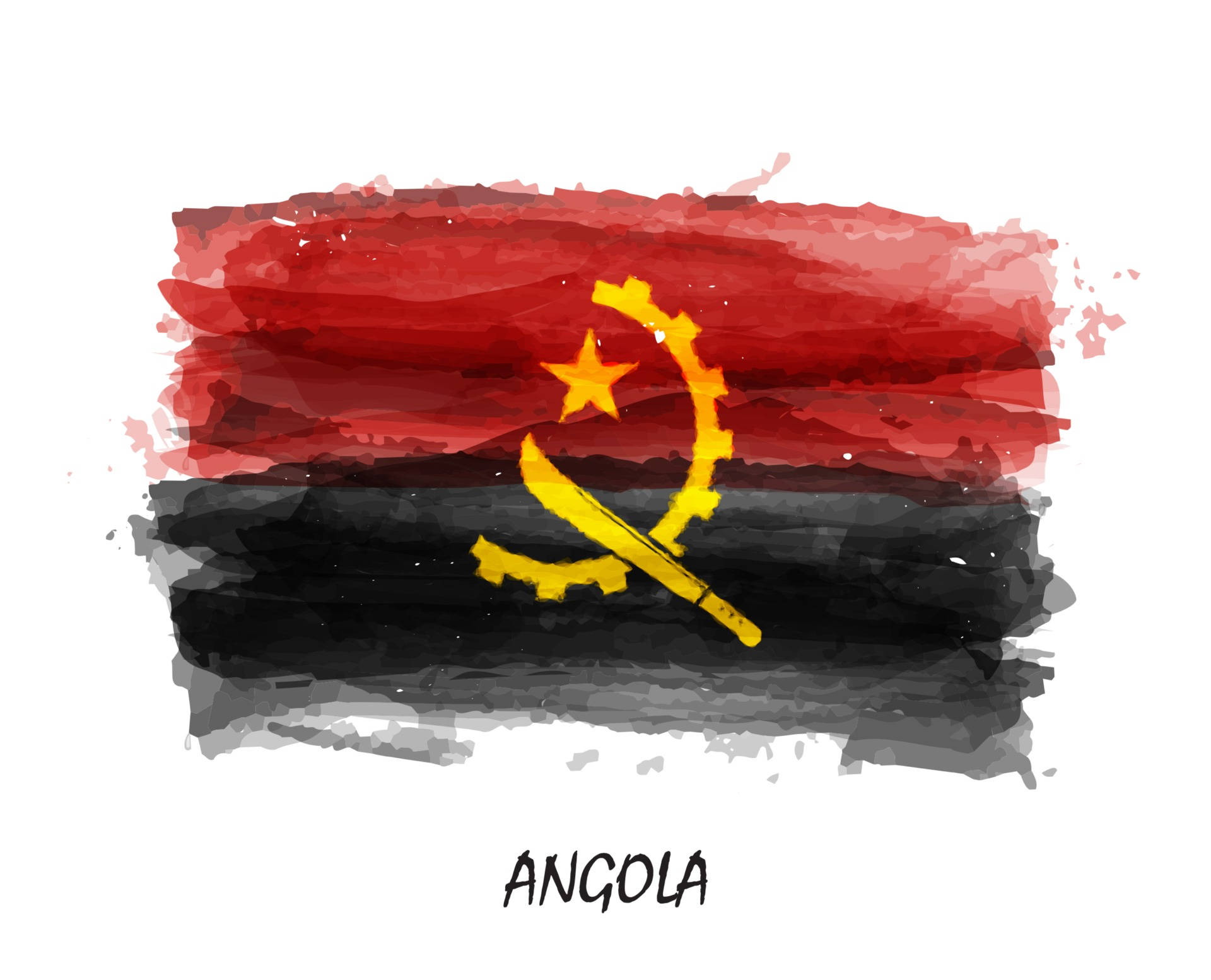 Angola Flag Watercolor Art Wallpaper