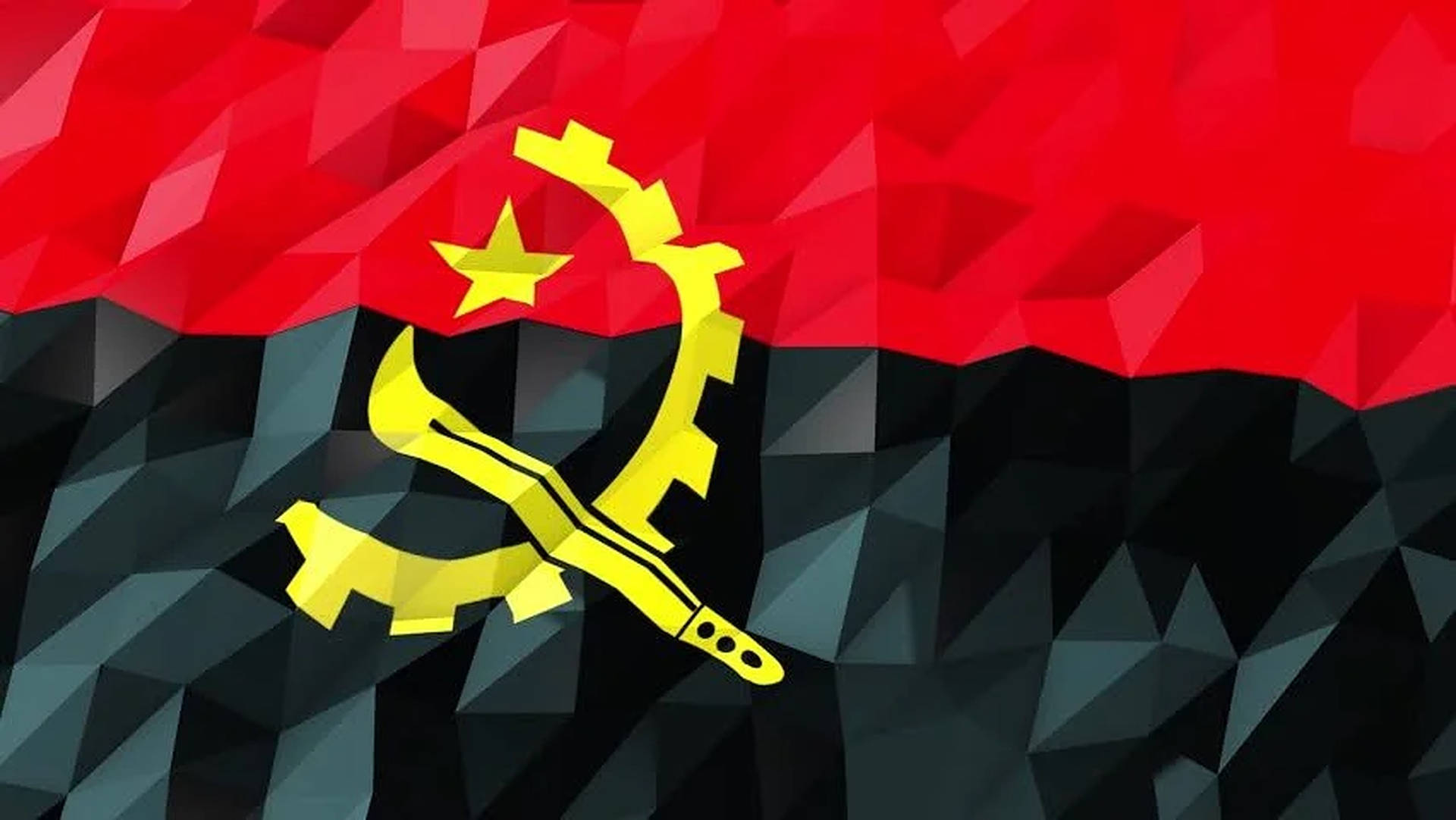 Tapet af Angola Polygon Flag Farve Blokke: Flag af Angola, der består af polygonfarveblokke. Wallpaper