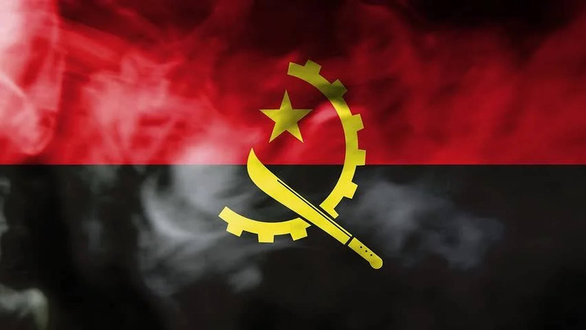 Angolanischeflagge Im Rauch Wallpaper