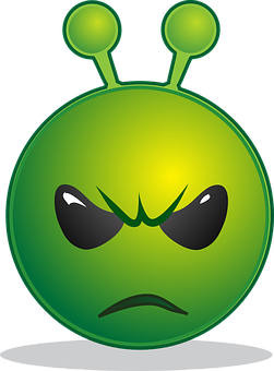 Angry Alien Cartoon Graphic PNG