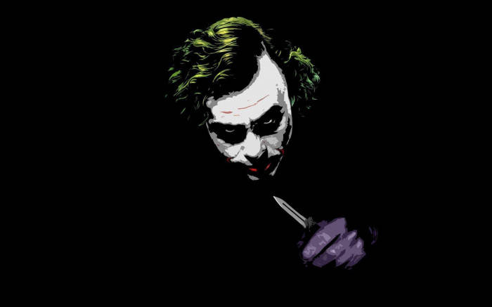 Vred og trist Joker med et kniv tapet Wallpaper