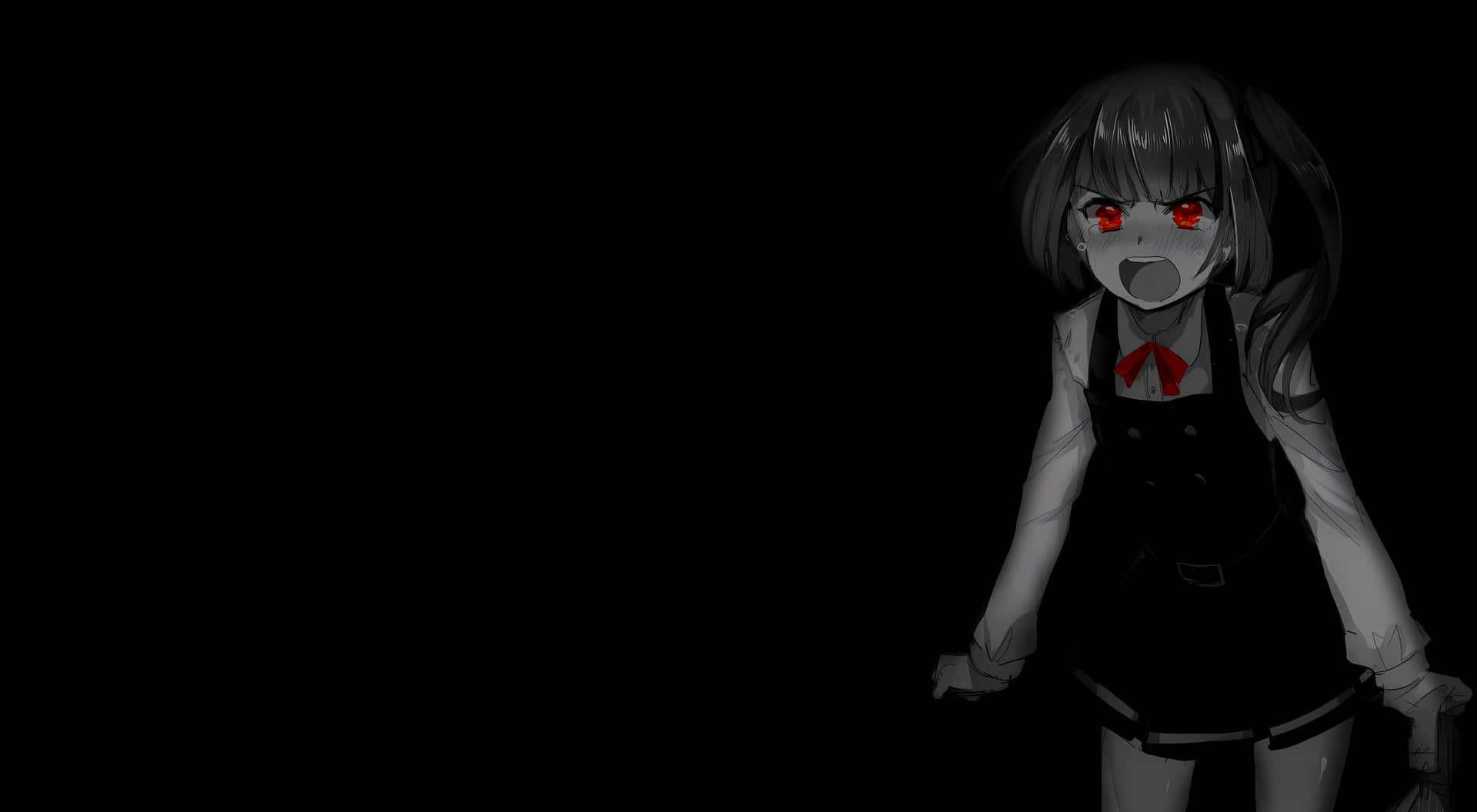 Download Angry Anime Girl Red Eyes Black Background Wallpaper ...