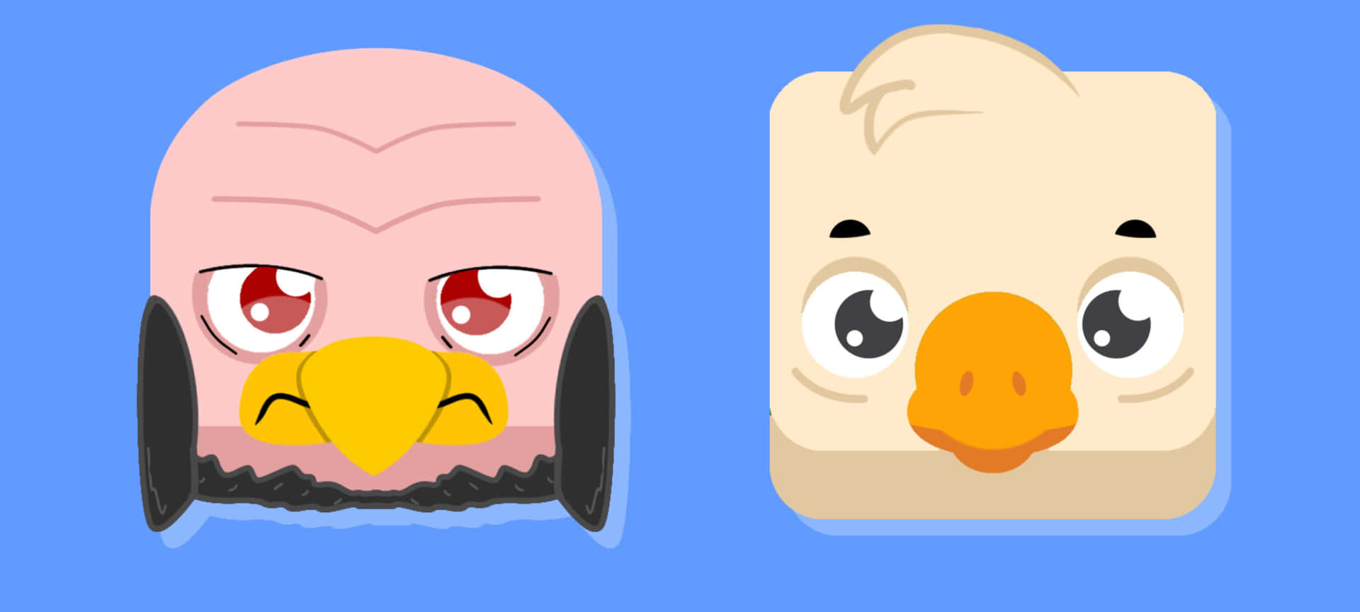 Angry Birdand Cute Duck Cartoon Characters Wallpaper
