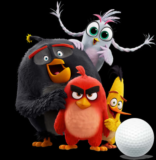 Angry Birds Characters With Golf Ball PNG
