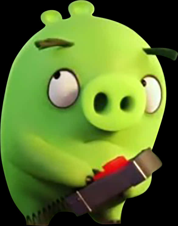 Angry Birds Green Pig With Weapon PNG