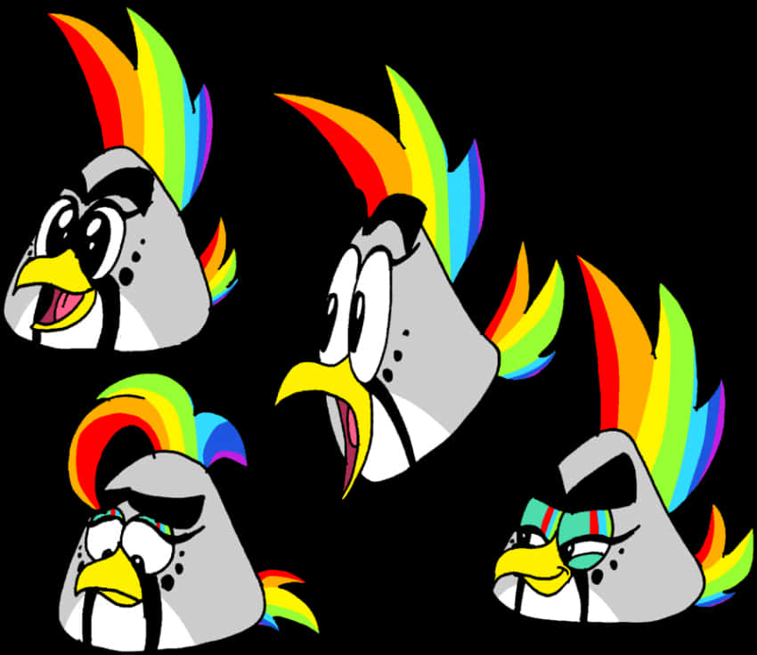 Angry Birds Rainbow Hair Expressions PNG