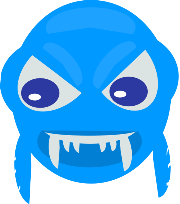 Angry Blue Cartoon Monster PNG