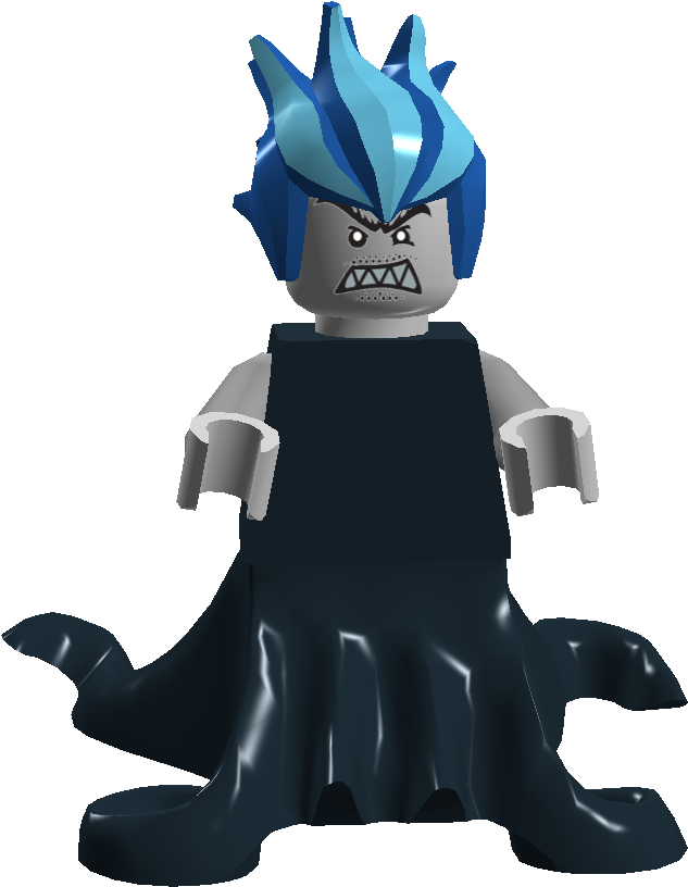 Angry Blue Haired Lego Figure PNG