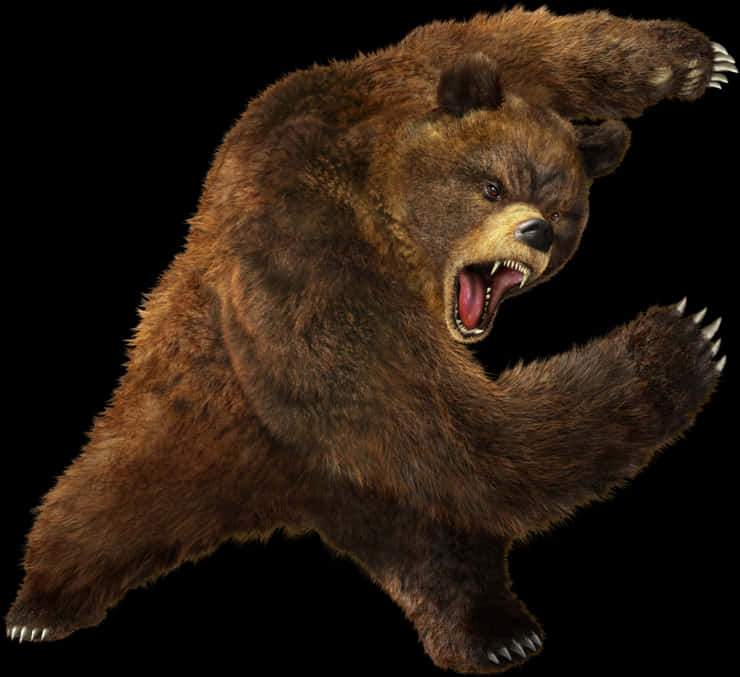 Angry Brown Bear Roaring PNG