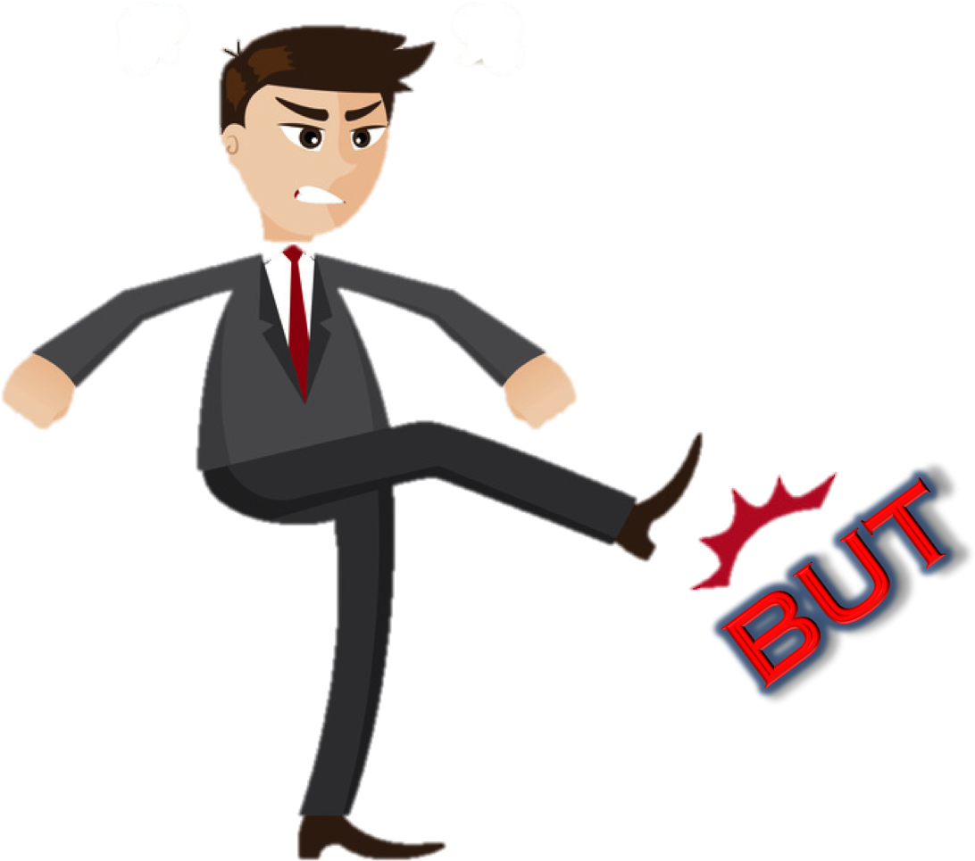 Angry Businessman Kicking Word But.png PNG