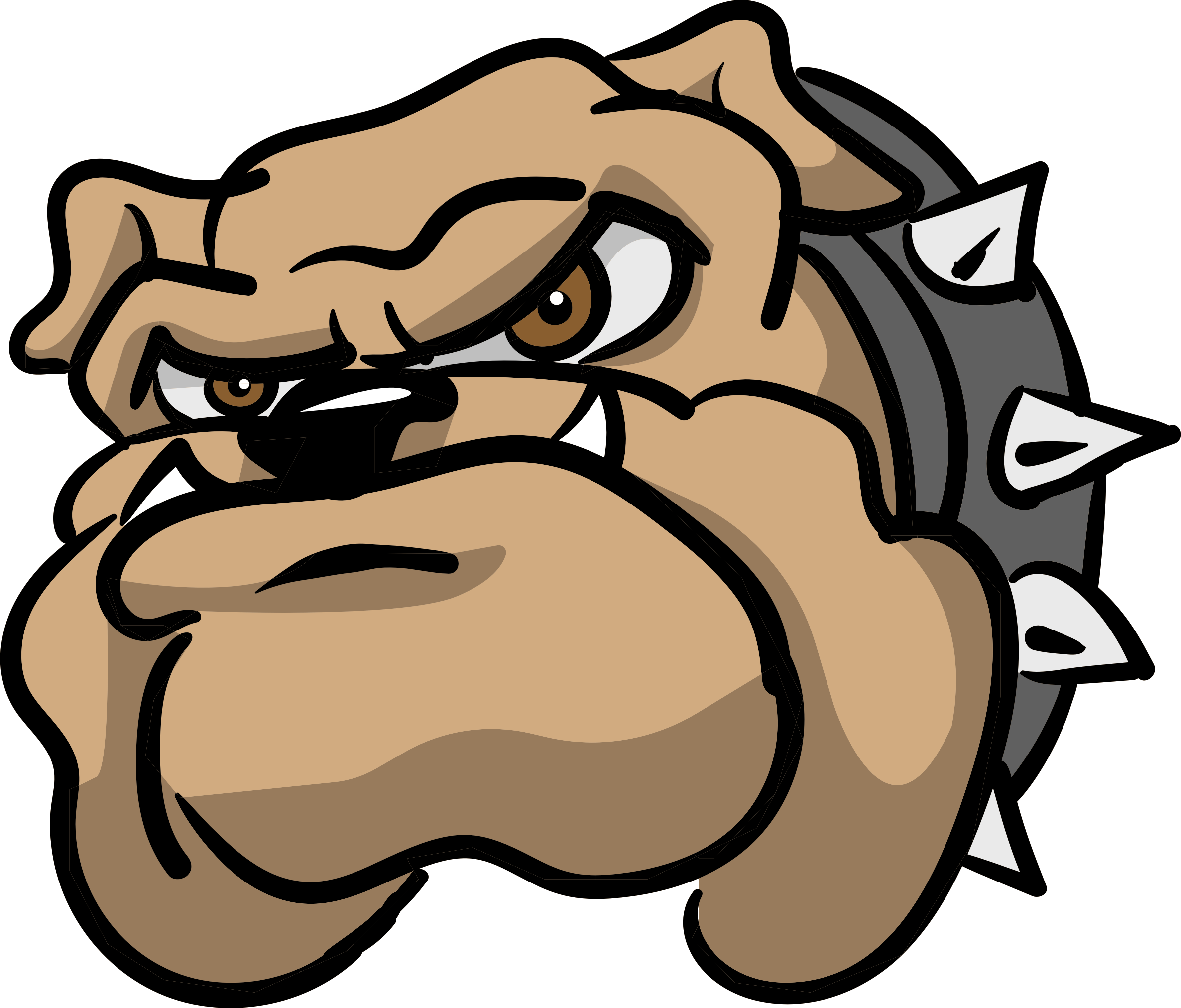 Angry Cartoon Bulldog Spiked Collar PNG
