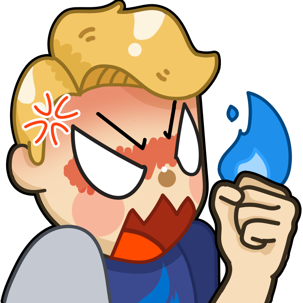 Angry Cartoon Character With Flame PNG