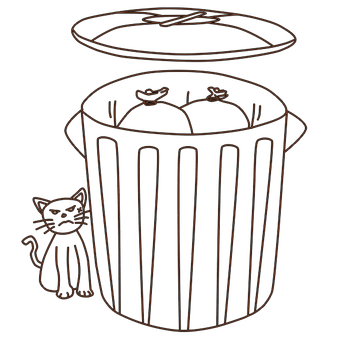 Angry Cat Near Trash Can PNG