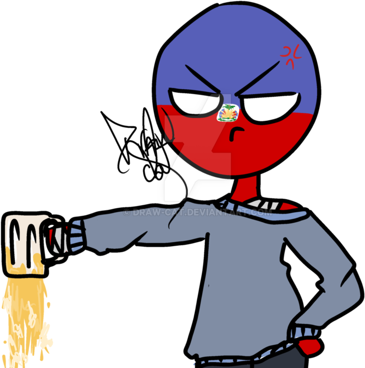 Angry Countryball Spilling Drink PNG
