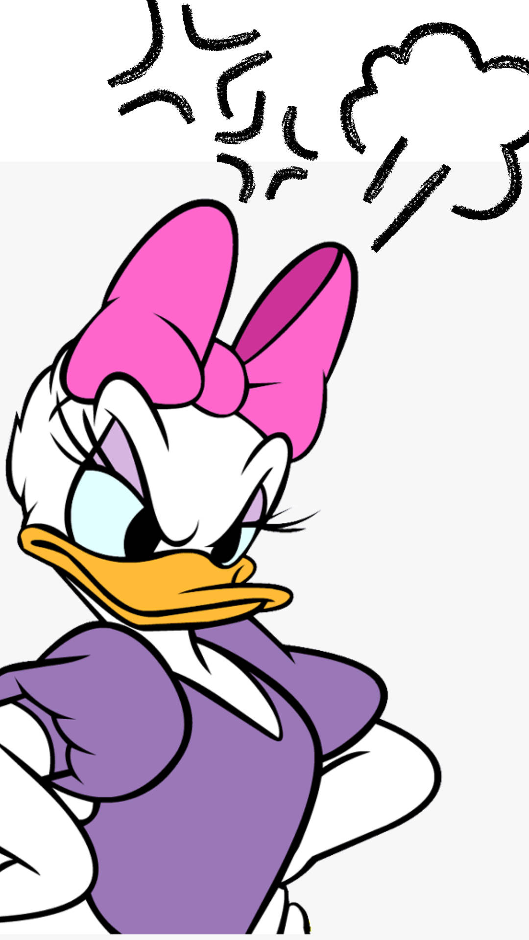 Vred Daisy Duck fylder skærmen med sjove farverige illustrationer. Wallpaper