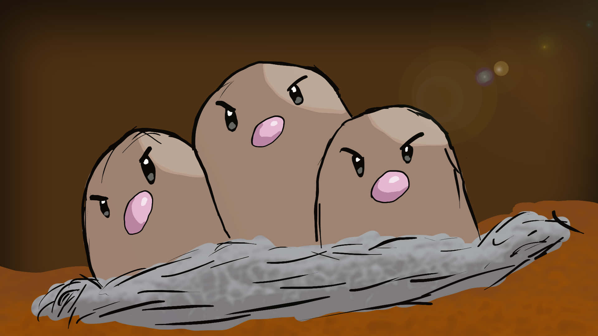A Classic Showcase of Angry Dugtrio Artwork Wallpaper