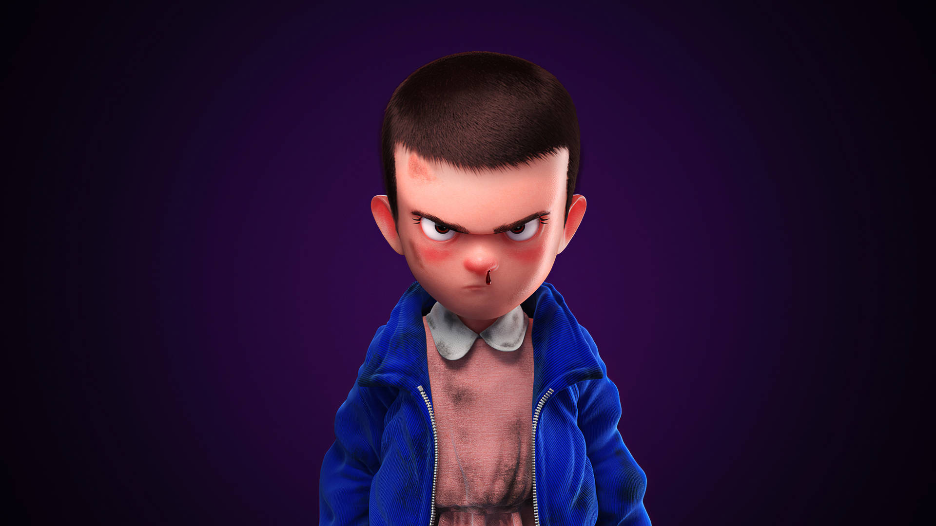 Angry Eleven Cartoon Stranger Things 4k Picture