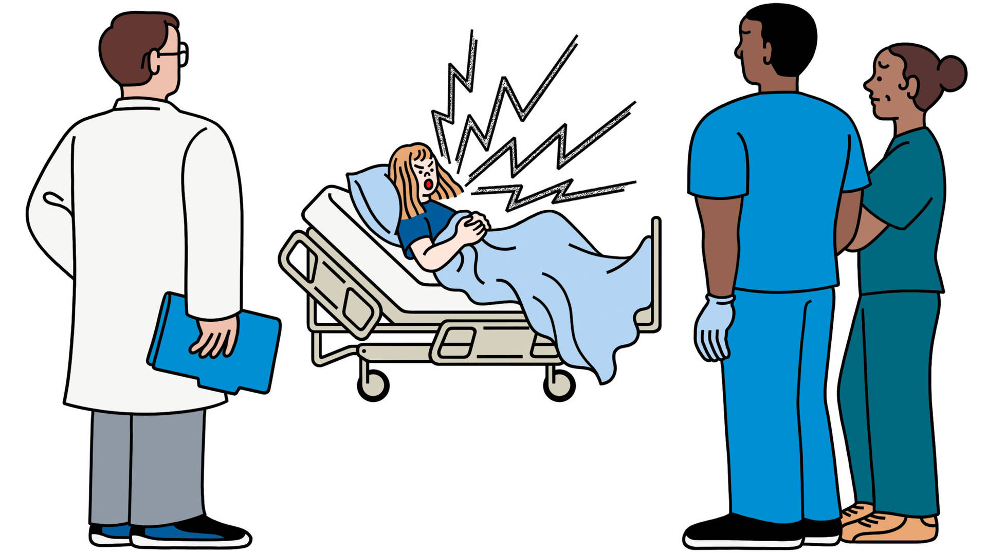Wütendeweibliche Patientin Cartoon Wallpaper