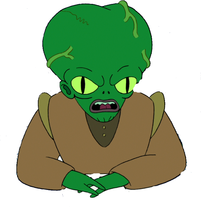Angry Green Alien Cartoon Character PNG