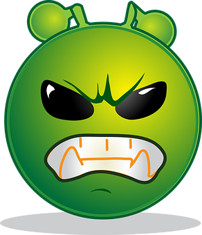 Angry Green Alien Graphic PNG