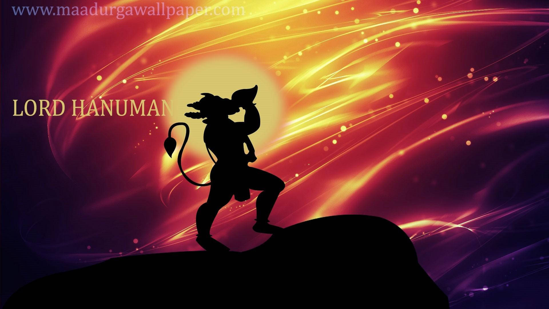 Download Angry Hanuman Black Outline Wallpaper 