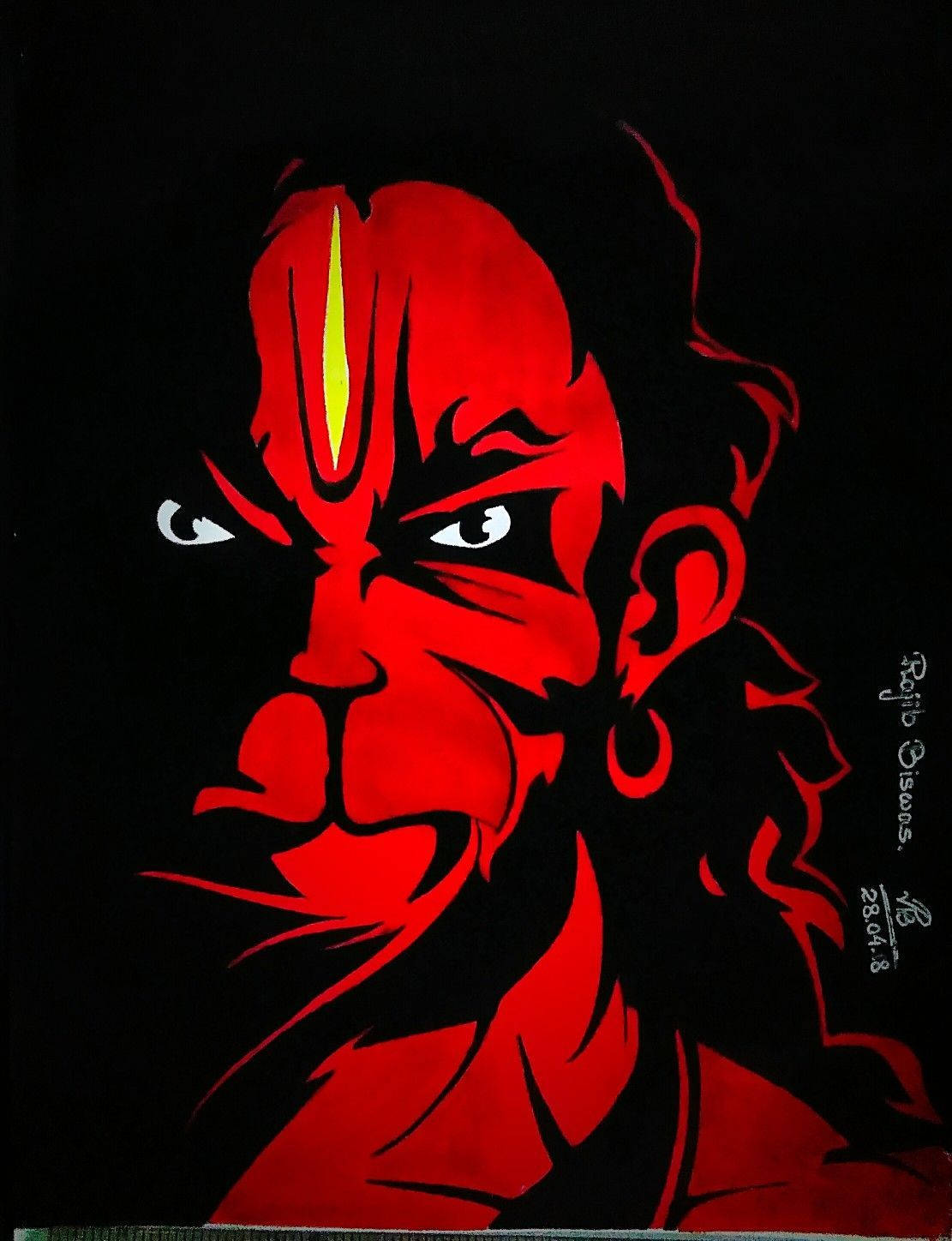 Download Angry Hanuman Red Face Wallpaper | Wallpapers.com