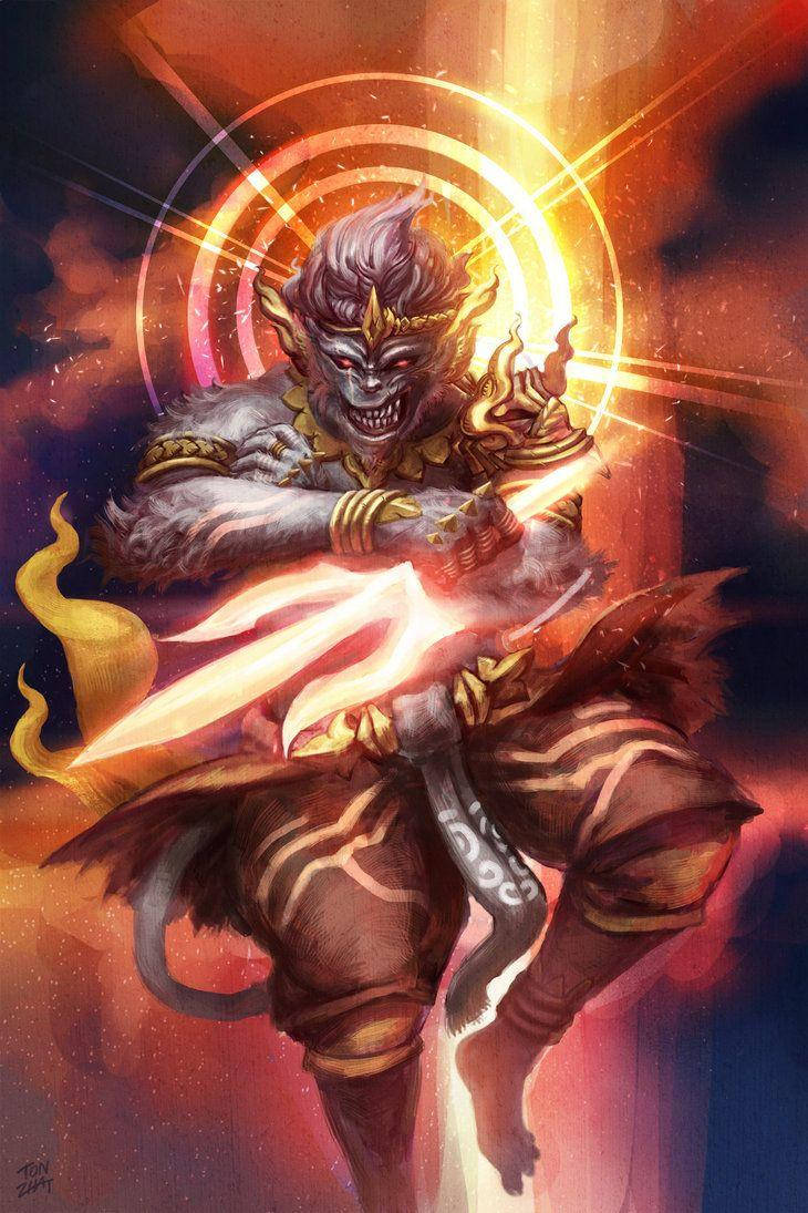 Angry Hanuman With Burning Dagger Wallpaper