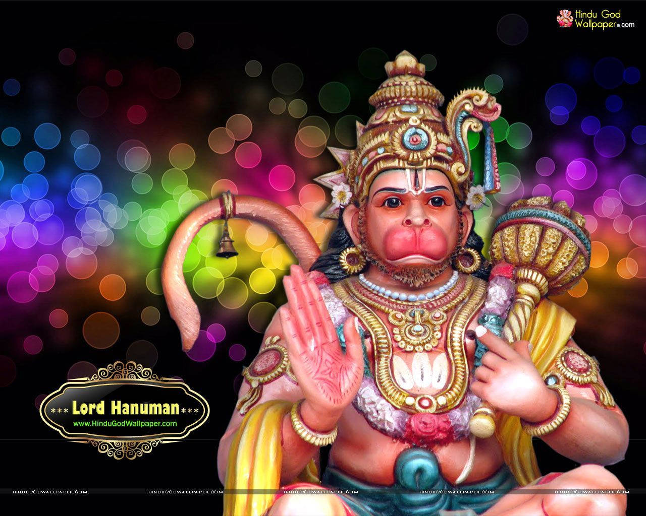 Vred Hanuman med farverige lys tapet. Wallpaper