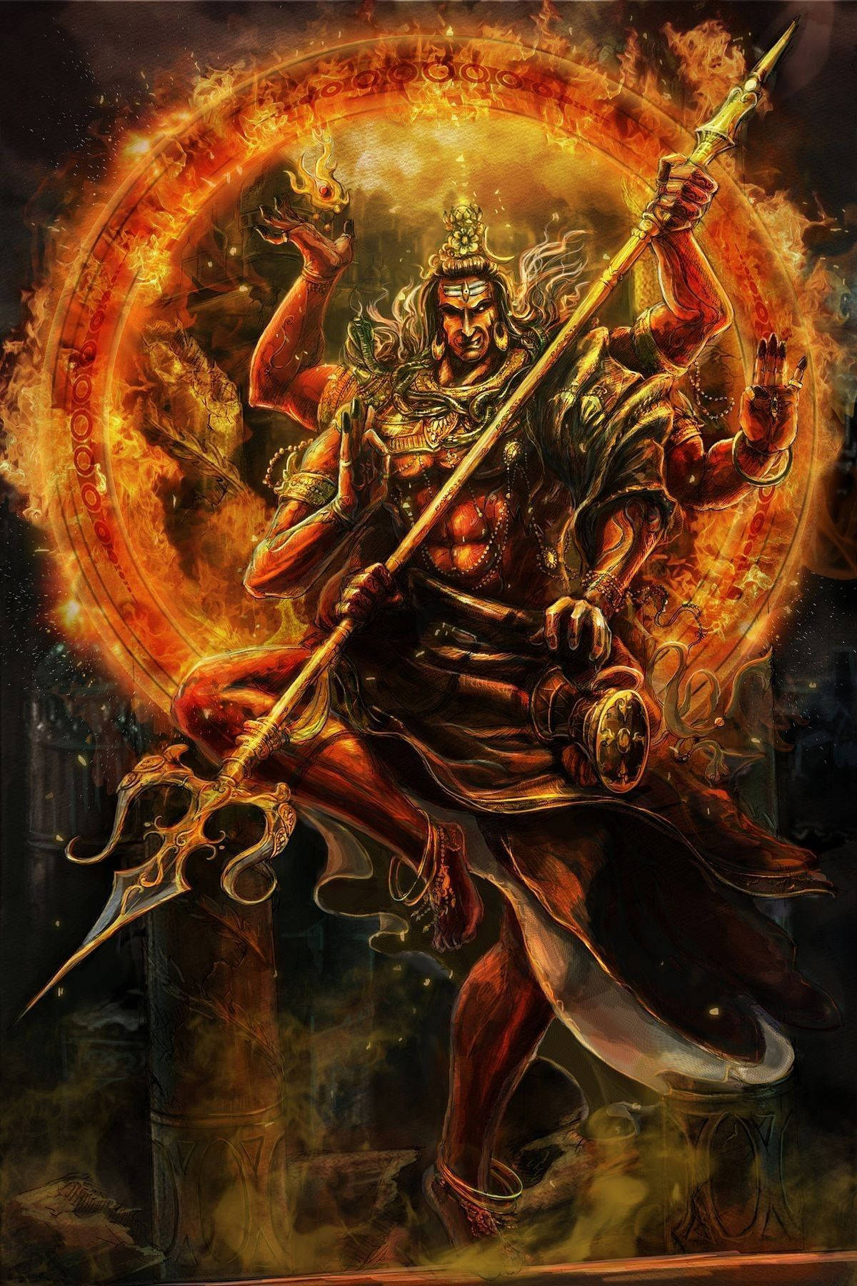 Angry Hanuman With Trident Wallpaper