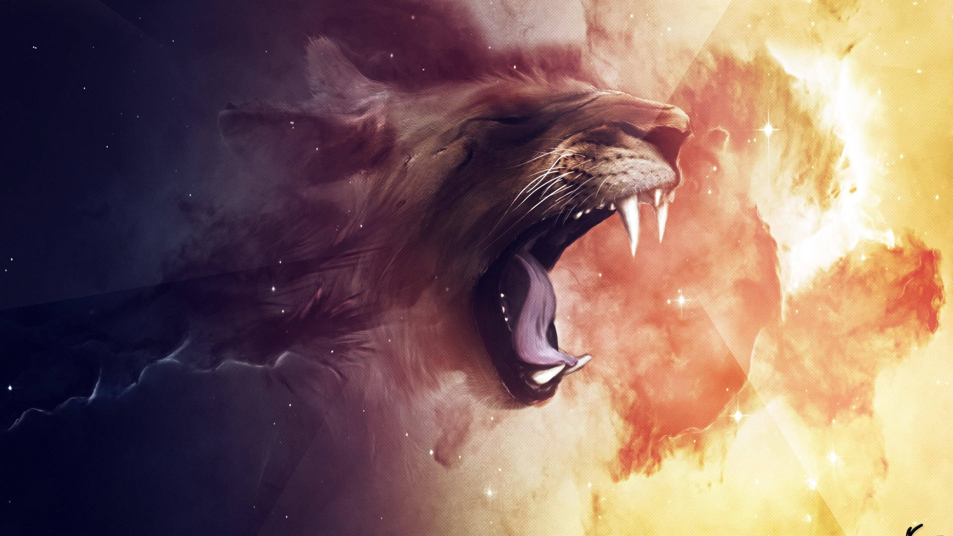 Angry Lion Abstract Wallpaper
