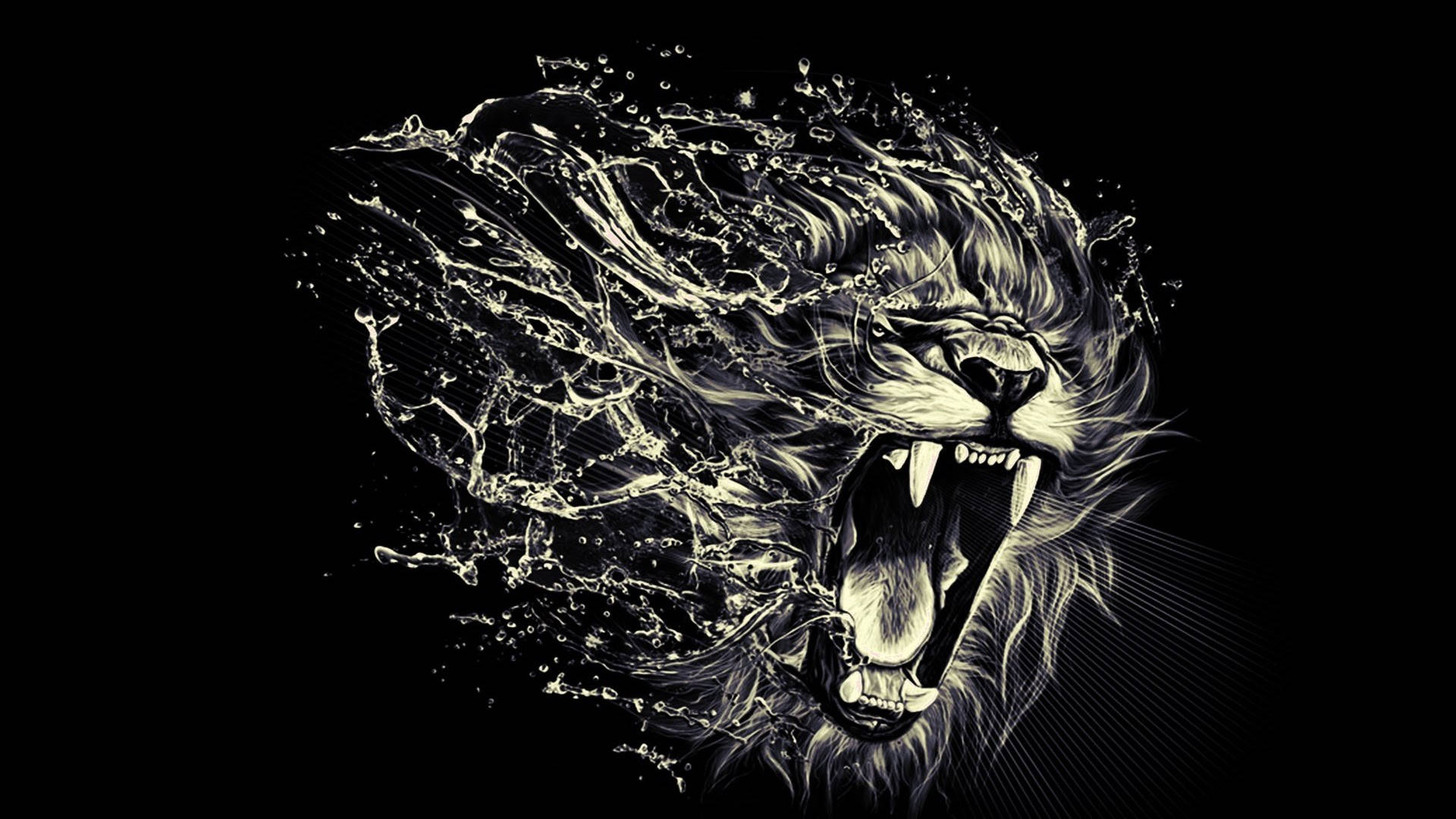 Angry Lion Abstract Water Wallpaper