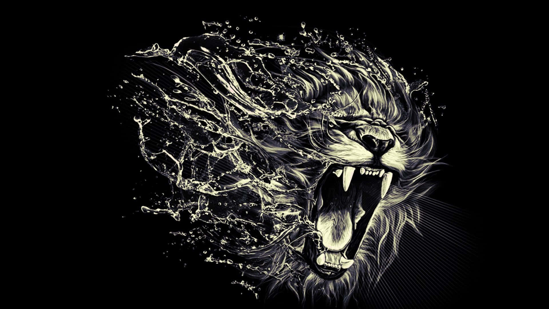 Angry Lion Face Water Art Wallpaper