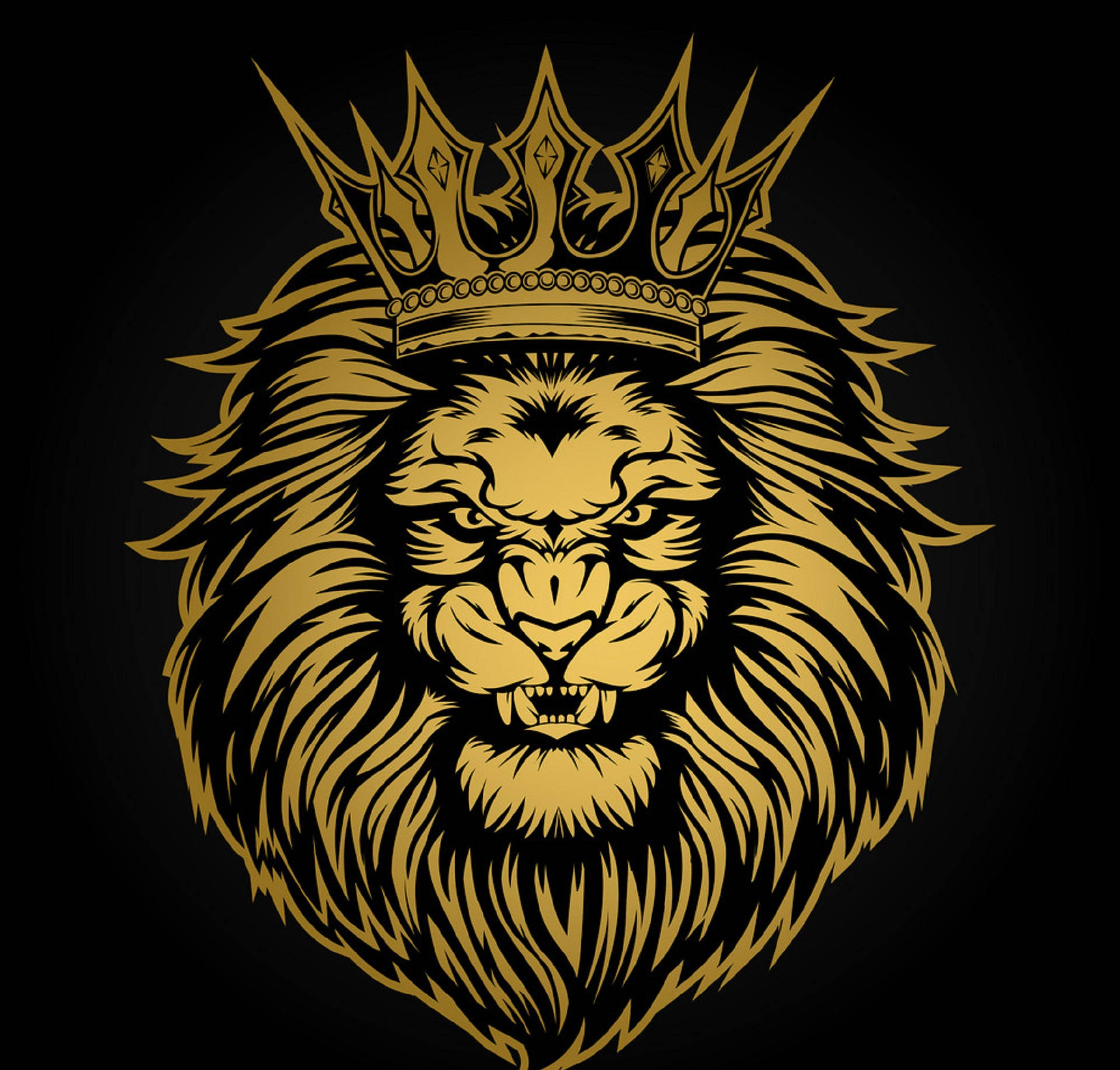 Download Angry Lion Head In Black Wallpaper 