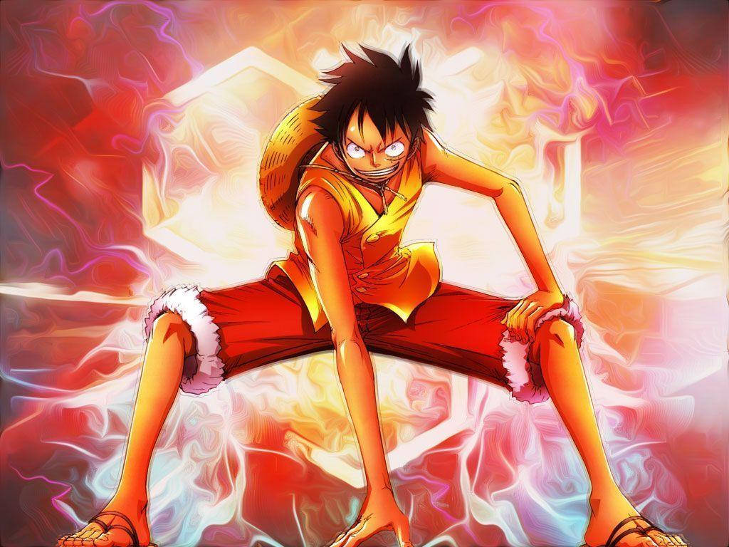 Angry Luffy On Red Background Wallpaper