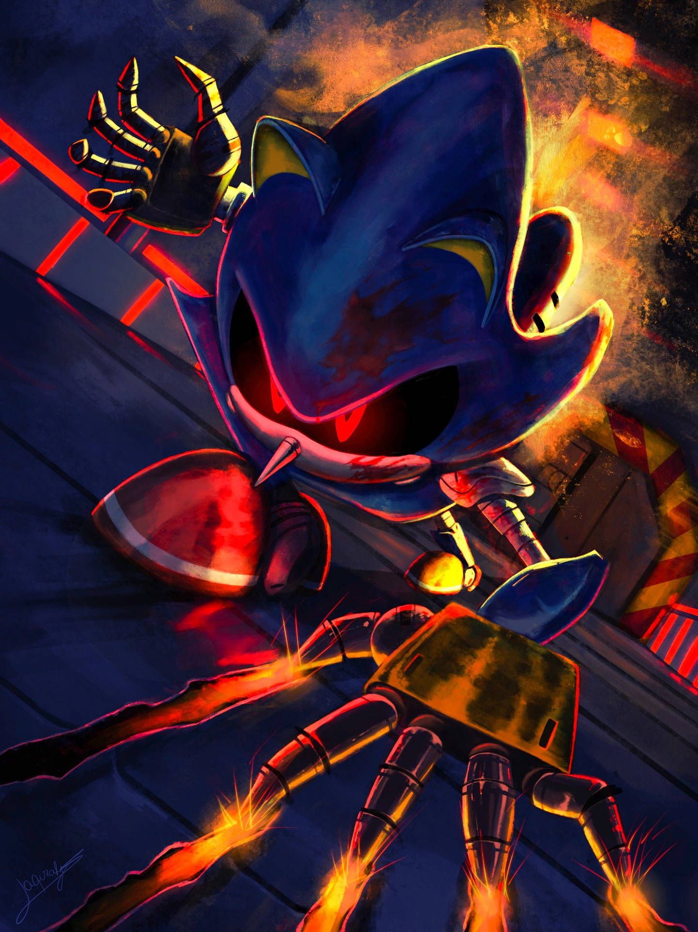 Angry Metal Sonic Art Wallpaper
