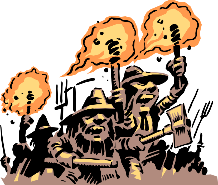 Angry Mob With Torchesand Pitchforks PNG