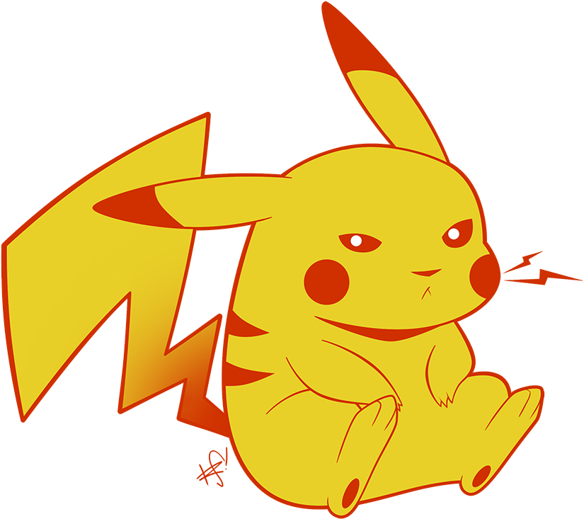 Angry Pikachu Illustration PNG