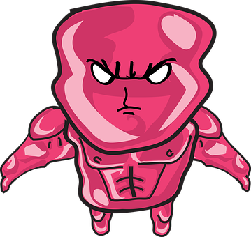 Angry Pink Cartoon Character PNG