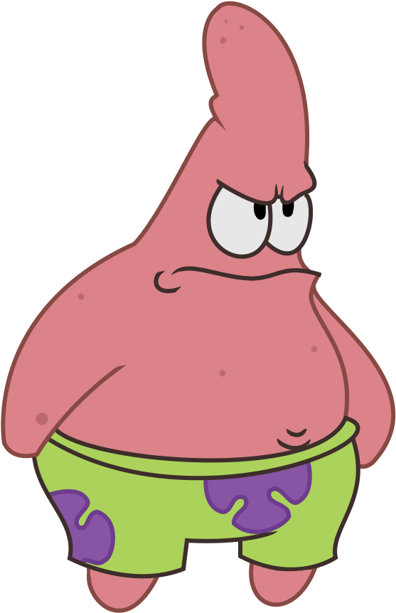 Angry Pink Starfish Cartoon Character PNG
