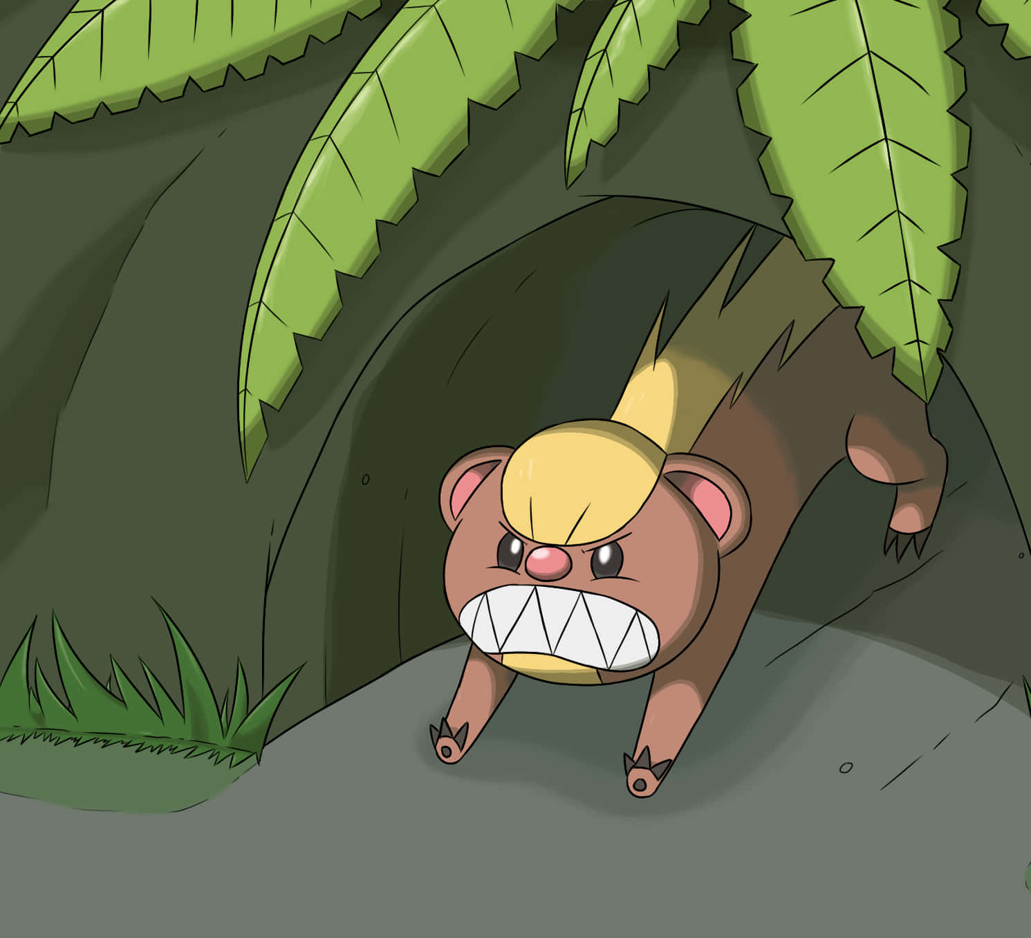 Angry Pokémon Yungoos In Tunnel Wallpaper
