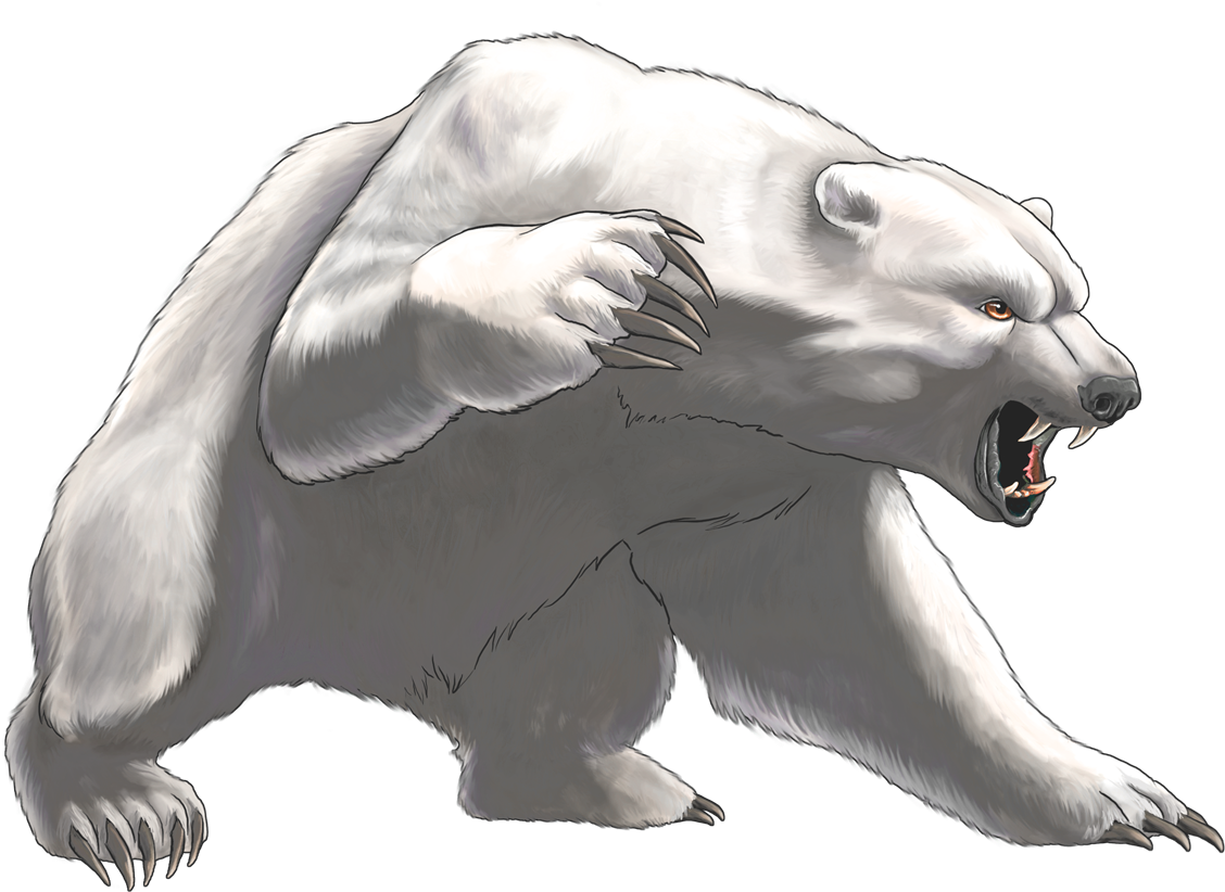 Angry Polar Bear Illustration PNG