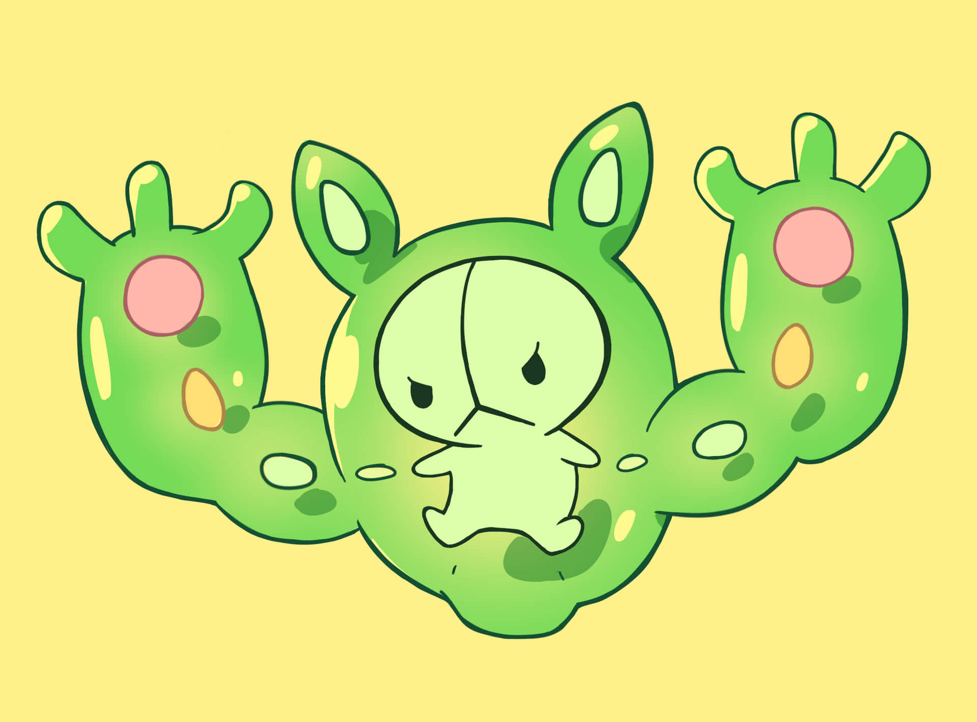 Angry Reuniclus Yellow Background