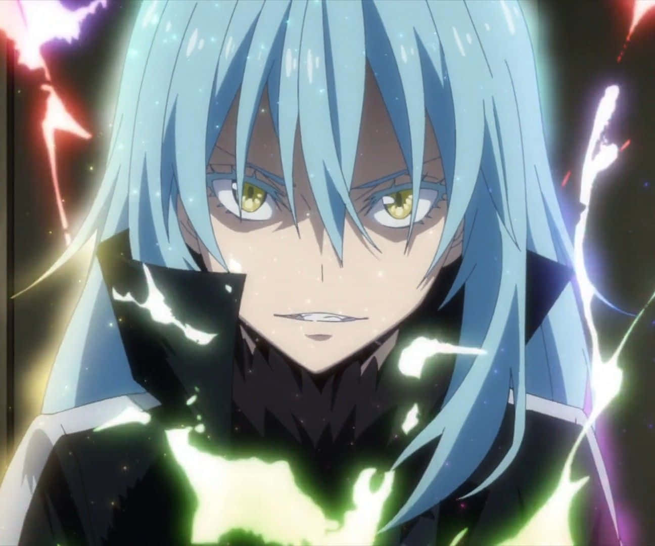 Angry Rimuru Pfp With Glowing Lights Background