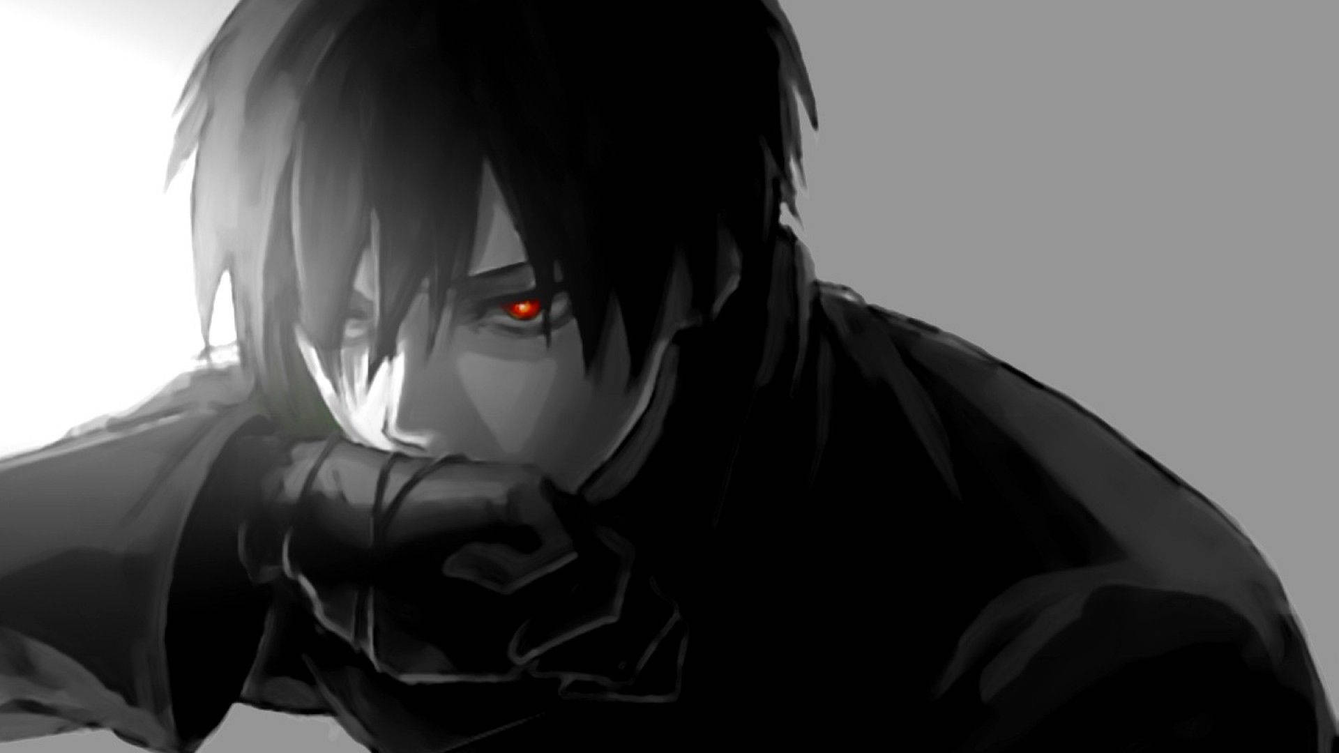 Trapped in heartache: anime boy struggles with emotional darkness. Wallpaper