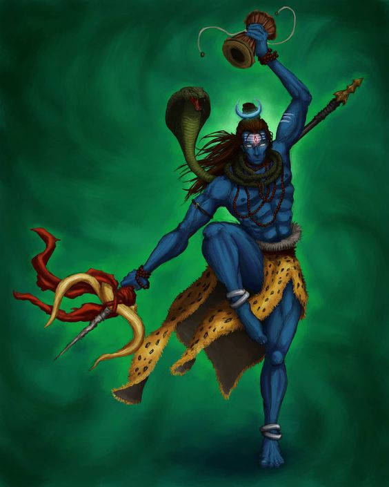 Corpo Blu Di Shiva Arrabbiato Sfondo